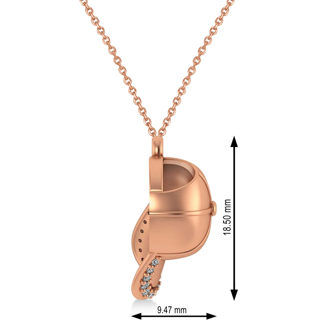 Diamond Baseball Cap Men's Pendant Necklace 14K Rose Gold (0.17 ct)