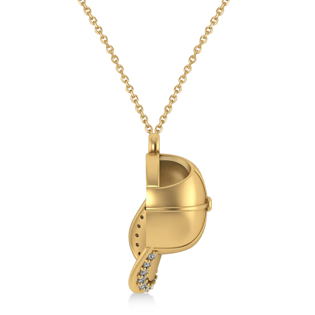 Diamond Baseball Cap Men's Pendant Necklace 14K Yellow Gold (0.17 ct)
