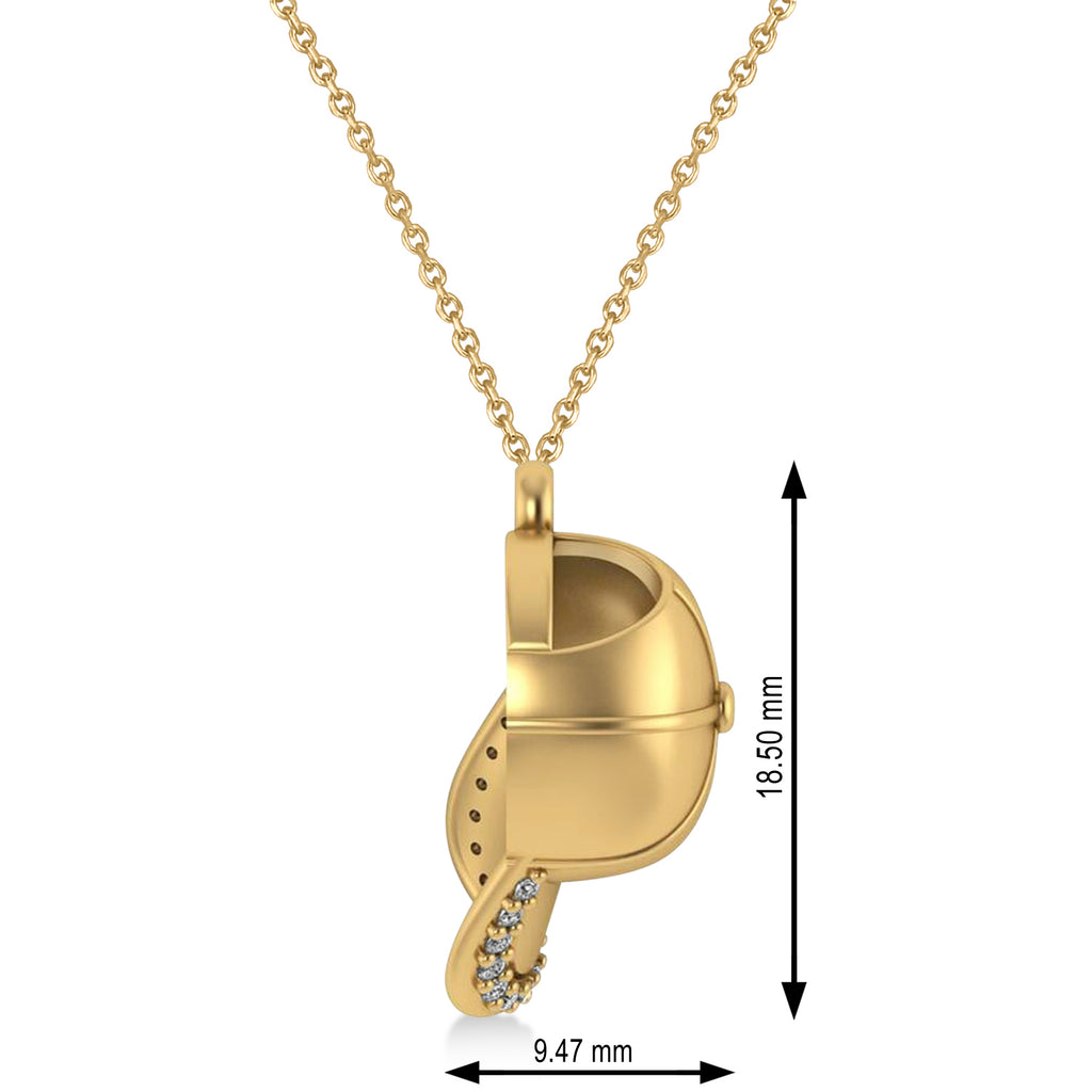 Diamond Baseball Cap Men's Pendant Necklace 14K Yellow Gold (0.17 ct)