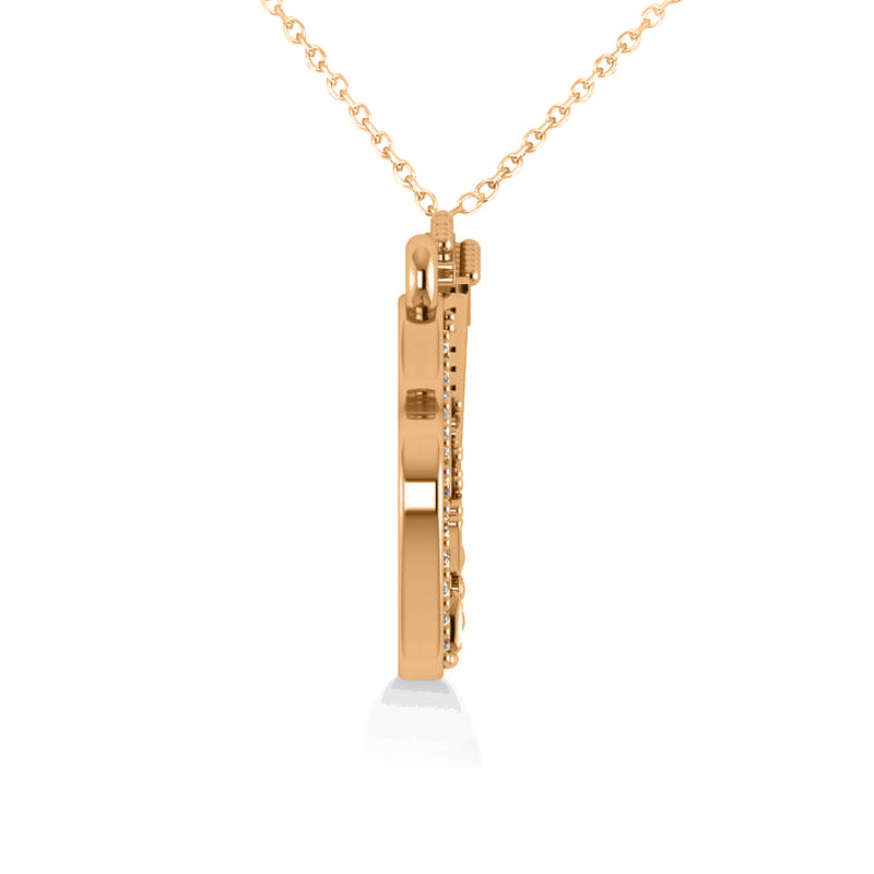 Diamond Guitar Music Pendant Necklace 14k Rose Gold (0.07ct)