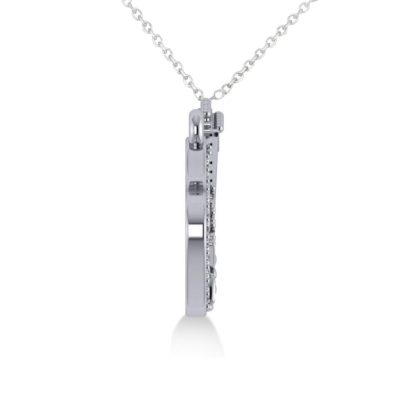 Diamond Guitar Music Pendant Necklace 14k White Gold (0.07ct)