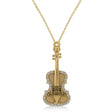 Diamond Violin Music Pendant Necklace 14K Yellow Gold (0.16ct)
