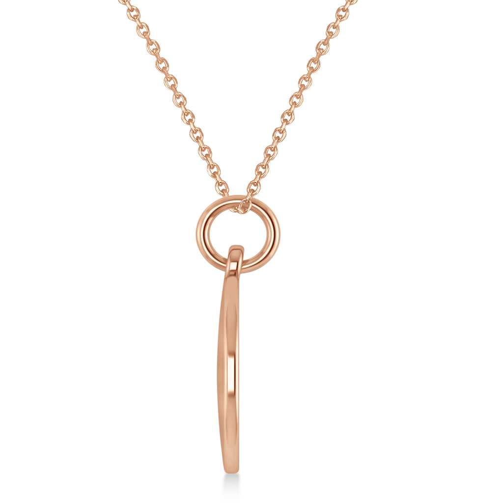 Diamond Musical Beam Note Disc Pendant Necklace 14K Rose Gold (0.10ct)