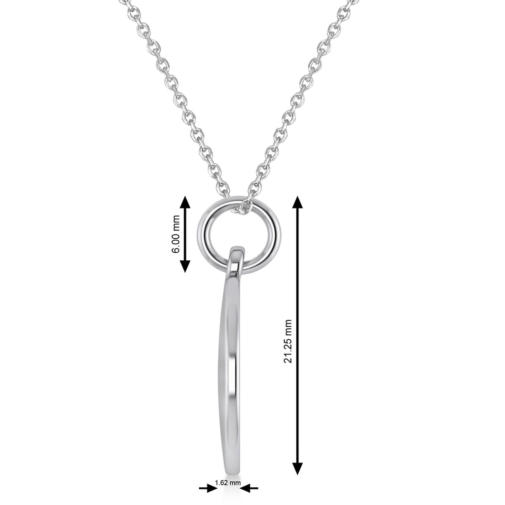 Diamond Musical Beam Note Disc Pendant Necklace 14K White Gold (0.10ct)