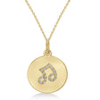 Diamond Musical Beam Note Disc Pendant Necklace 14K Yellow Gold (0.10ct)