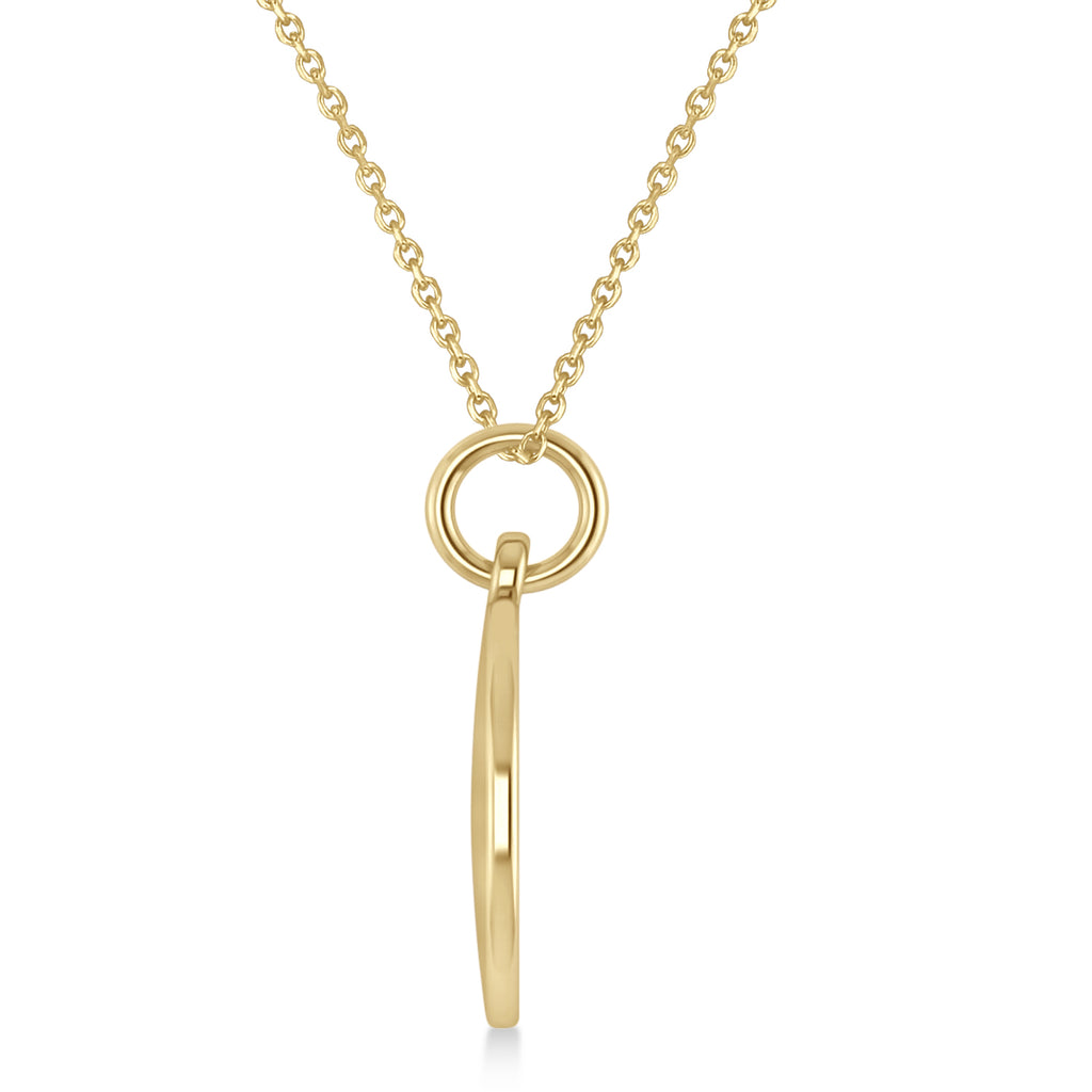 Diamond Musical Beam Note Disc Pendant Necklace 14K Yellow Gold (0.10ct)