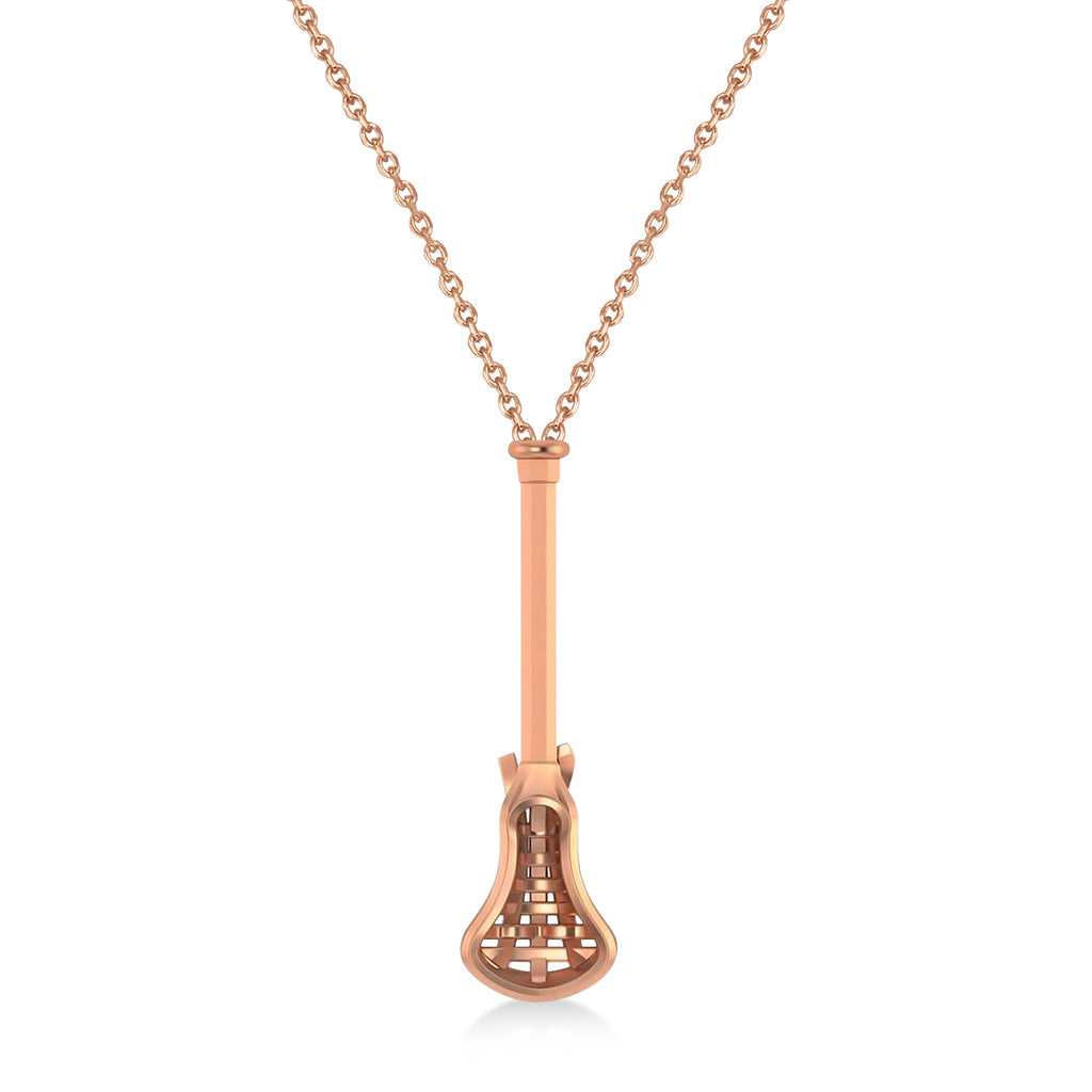 Lacrosse Stick Charm Men's Pendant Necklace 14K Rose Gold