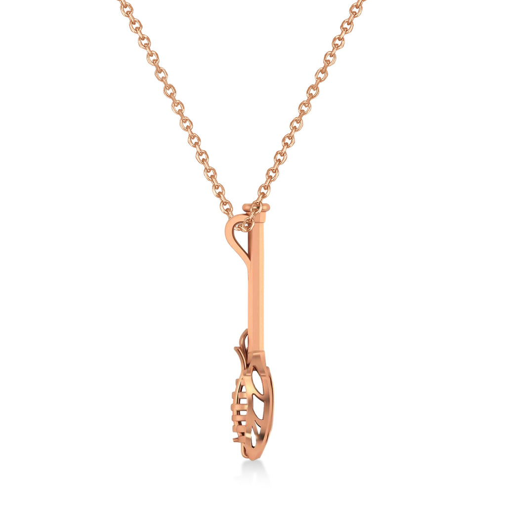 Lacrosse Stick Charm Men's Pendant Necklace 14K Rose Gold