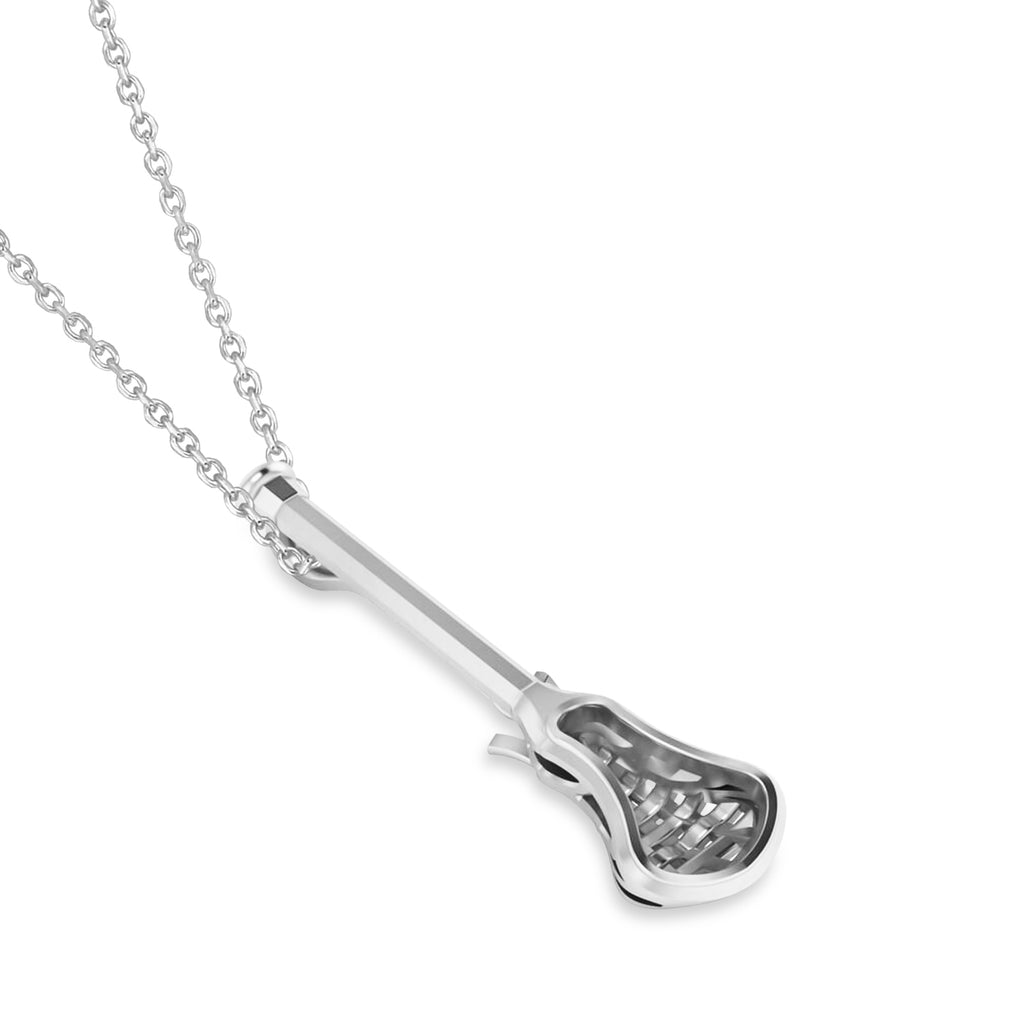 Lacrosse Stick Charm Men's Pendant Necklace 14K White Gold