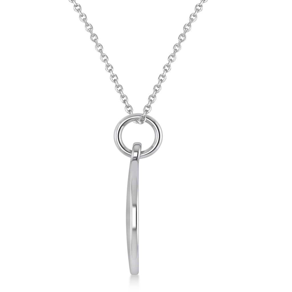 Diamond Eight Note Musical Disc Pendant Necklace 14K White Gold (0.09ct)