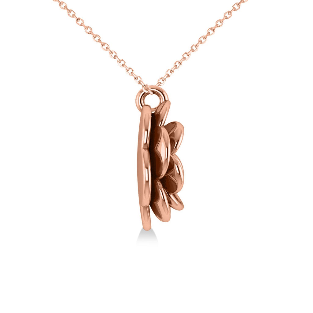 Ruby Round Flower Pendant Necklace 14k Rose Gold (0.05ct)