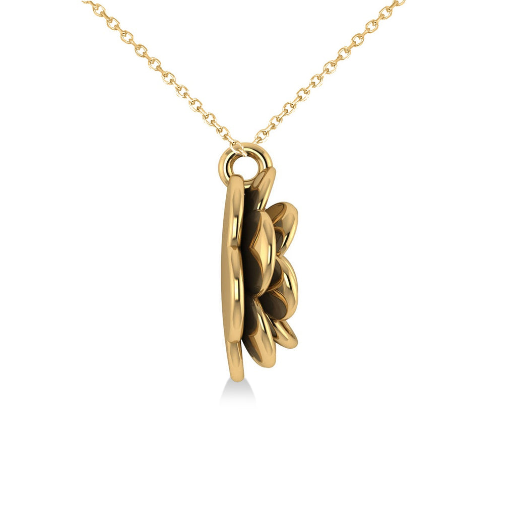 Ruby Round Flower Pendant Necklace 14k Yellow Gold (0.05ct)