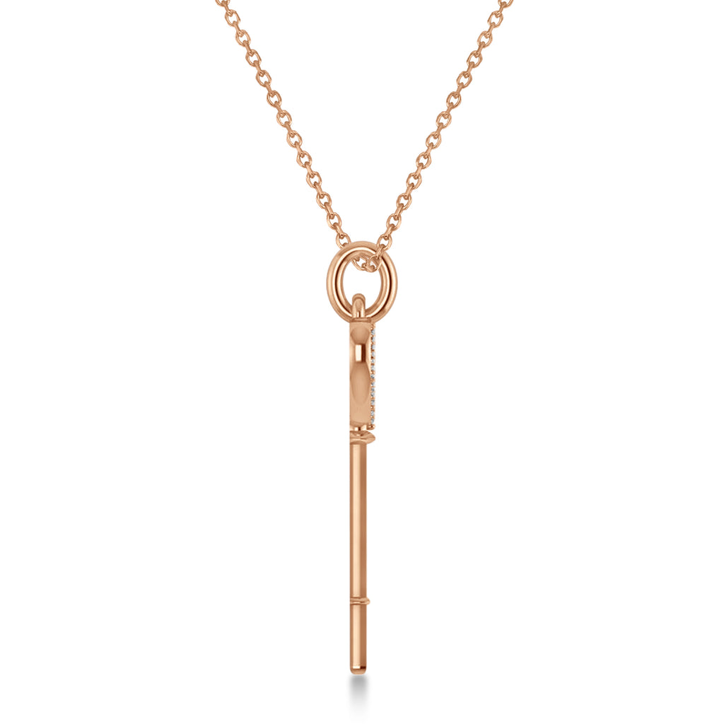 Diamond Heart Key Pendant Necklace 14k Rose Gold (0.10ct)