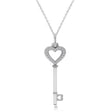 Diamond Heart Key Pendant Necklace 14k White Gold (0.10ct)