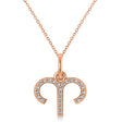 Aries Zodiac Diamond Pendant Necklace 14k Rose Gold (0.12ct)