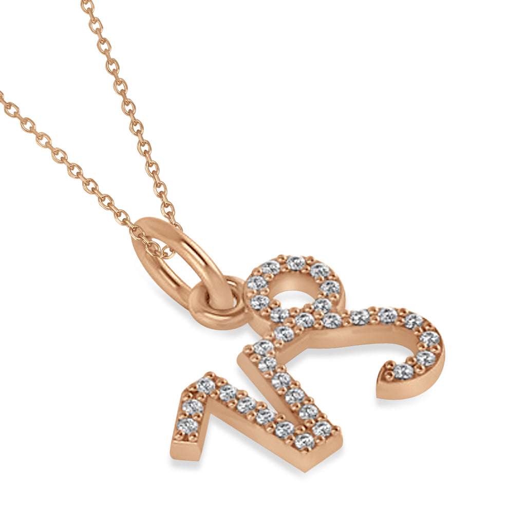 Capricorn Zodiac Diamond Pendant Necklace 14k Rose Gold (0.155ct)