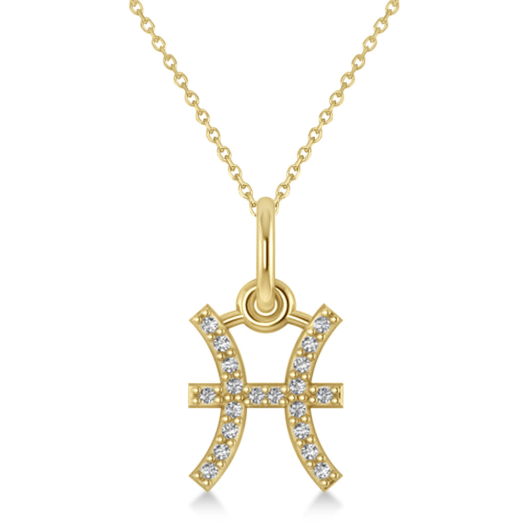Pisces Zodiac Diamond Pendant Necklace 14k Yellow Gold (0.10ct)