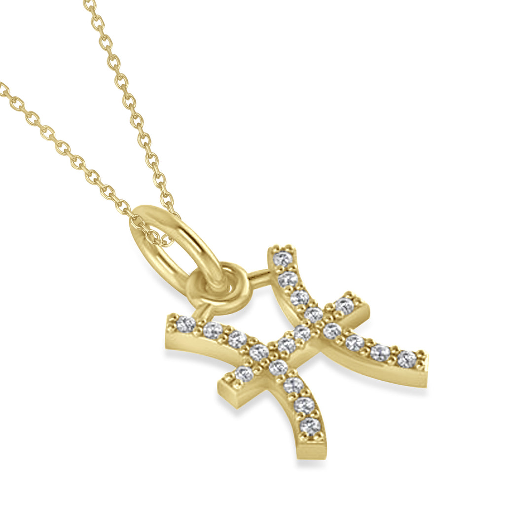 Pisces Zodiac Diamond Pendant Necklace 14k Yellow Gold (0.10ct)