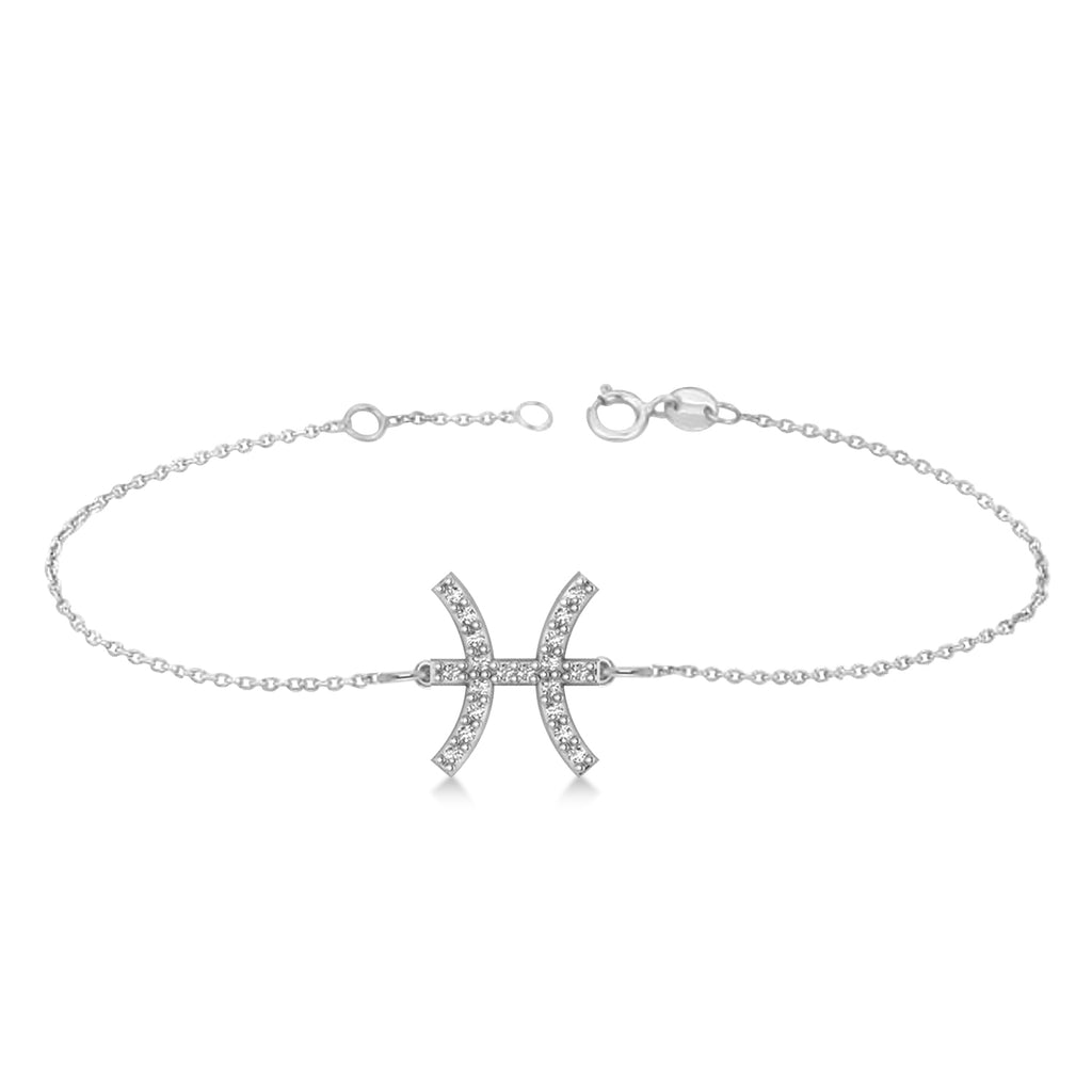 Pisces Zodiac Diamond Bracelet 14k White Gold (0.10ct)