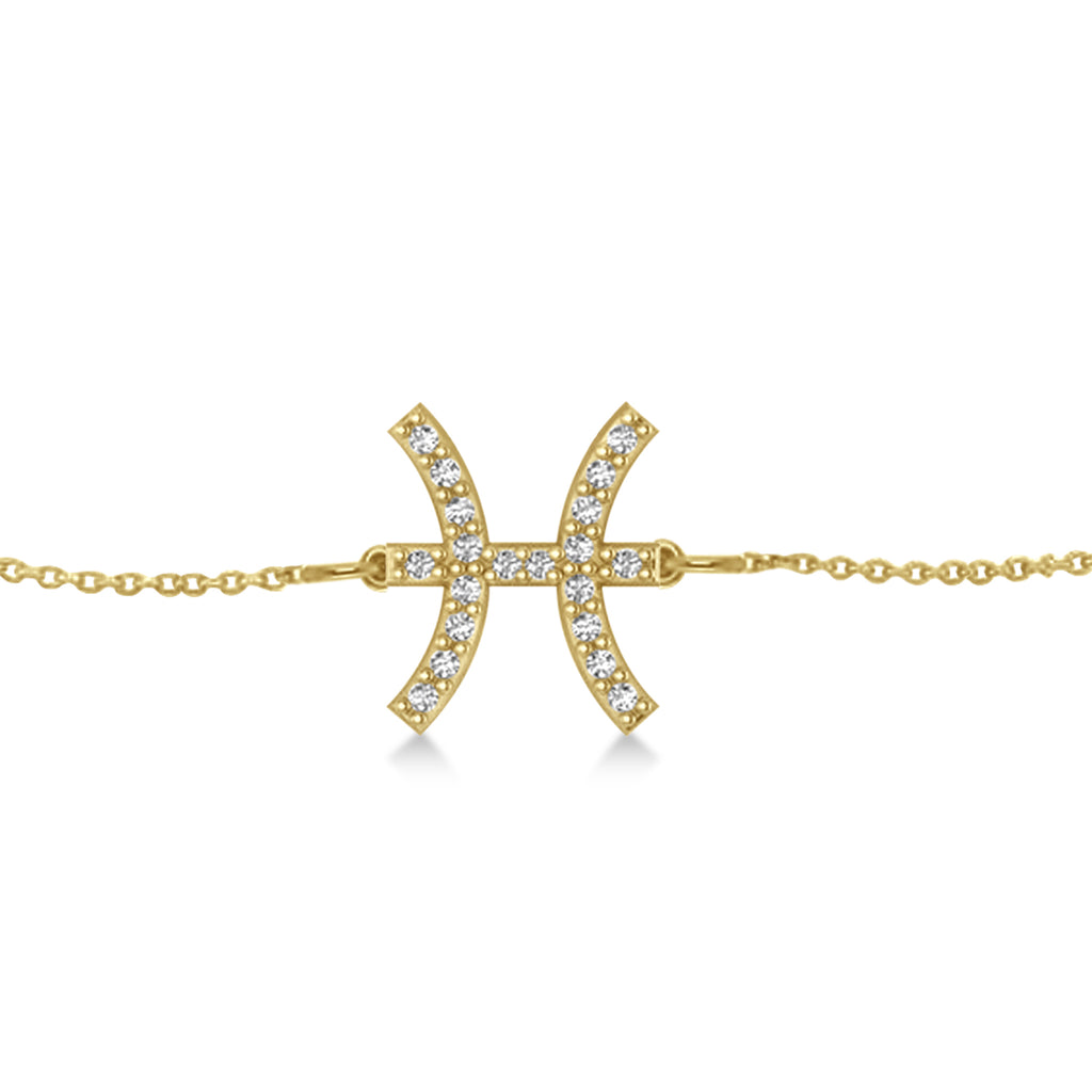 Pisces Zodiac Diamond Bracelet 14k Yellow Gold (0.10ct)