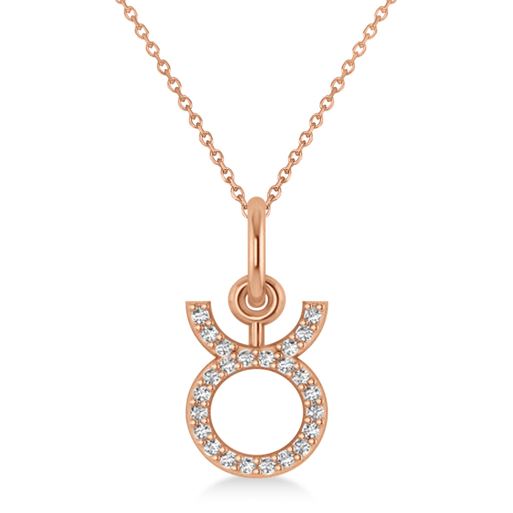 Taurus Zodiac Diamond Pendant Necklace 14k Rose Gold (0.12ct)