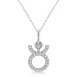 Taurus Zodiac Diamond Pendant Necklace 14k White Gold (0.12ct)