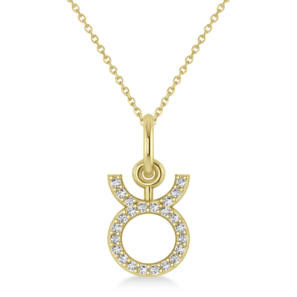 Taurus Zodiac Diamond Pendant Necklace 14k Yellow Gold (0.12ct)