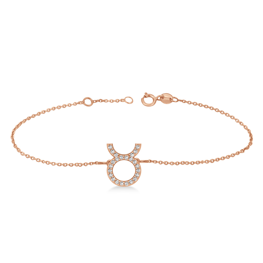 Taurus Zodiac Diamond Bracelet 14k Rose Gold (0.12ct)