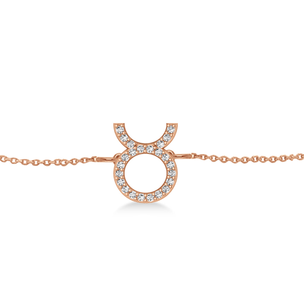 Taurus Zodiac Diamond Bracelet 14k Rose Gold (0.12ct)