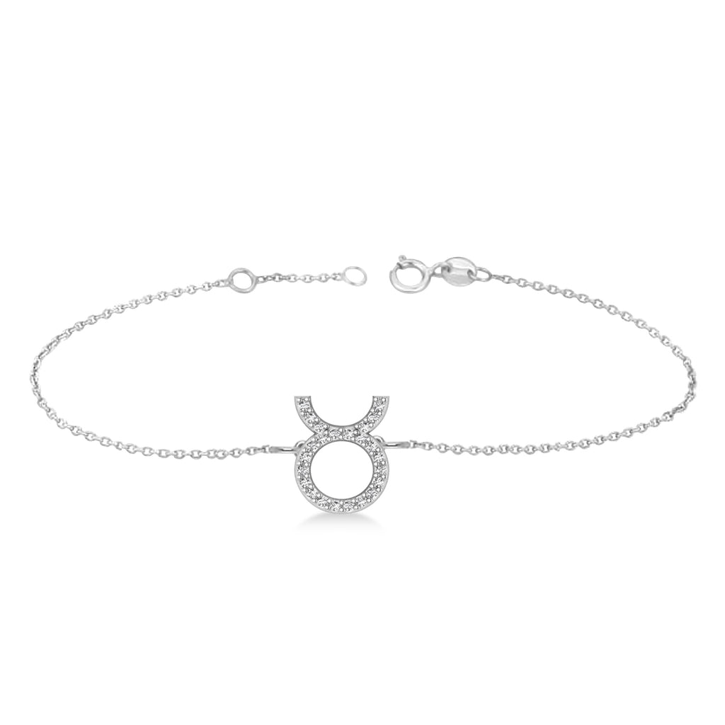 Taurus Zodiac Diamond Bracelet 14k White Gold (0.12ct)