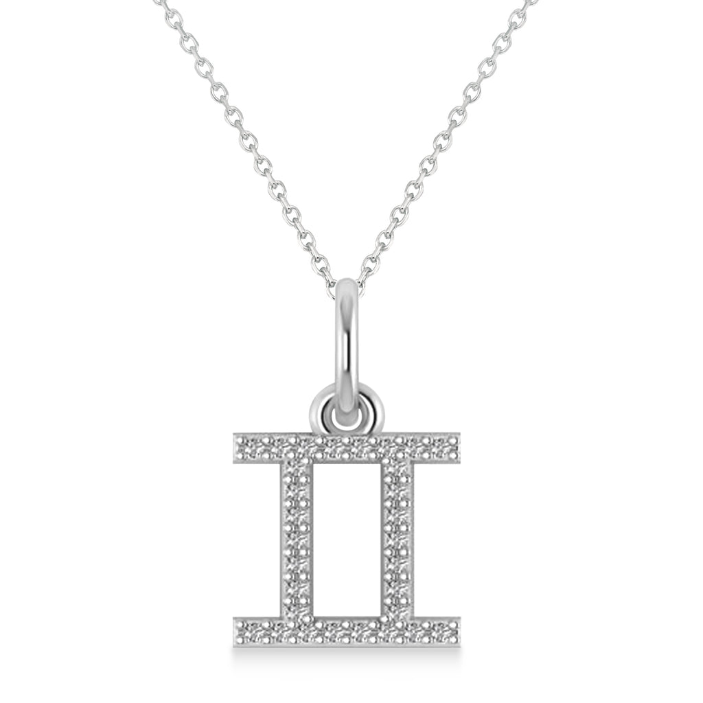 Gemini Zodiac Diamond Pendant Necklace 14k White Gold (0.15ct)