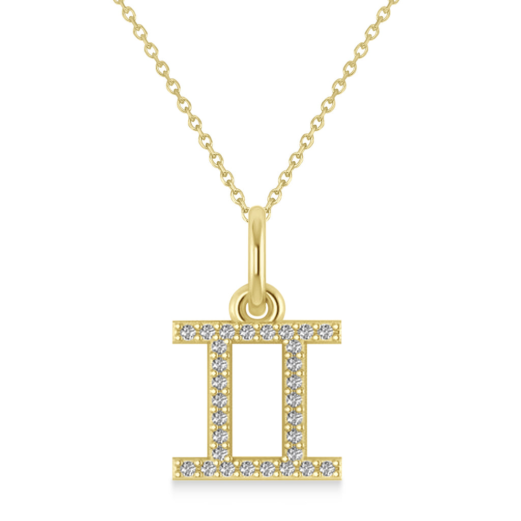 Gemini Zodiac Diamond Pendant Necklace 14k Yellow Gold (0.15ct)