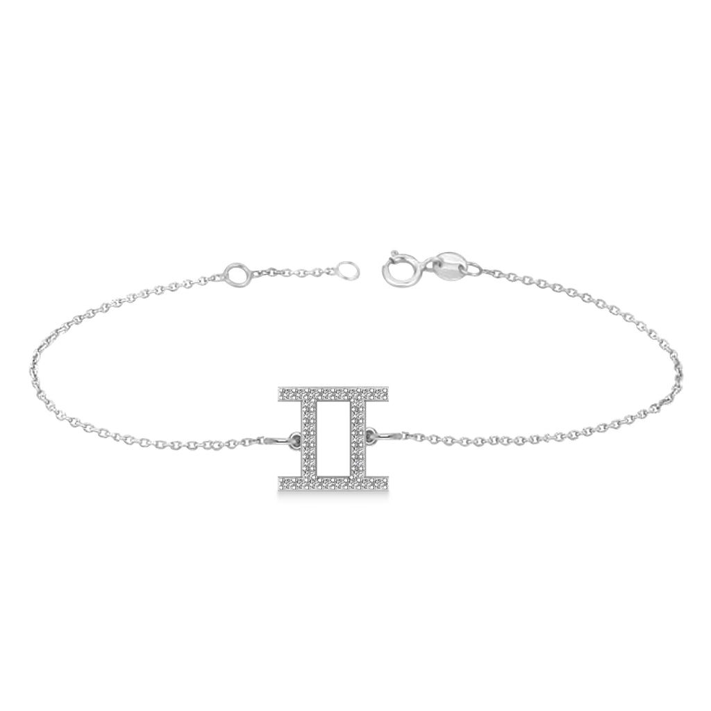 Gemini Zodiac Diamond Bracelet 14k White Gold (0.15ct)