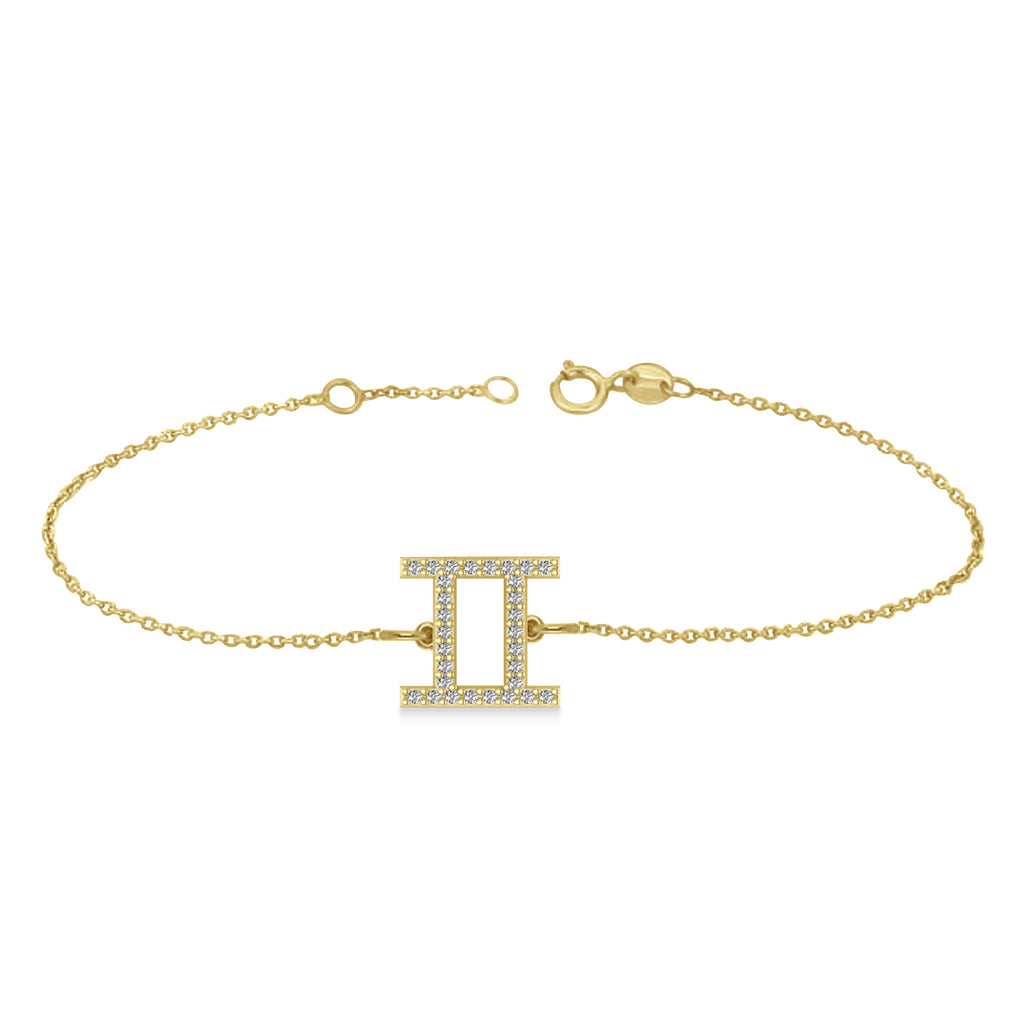 Gemini Zodiac Diamond Bracelet 14k Yellow Gold (0.15ct)