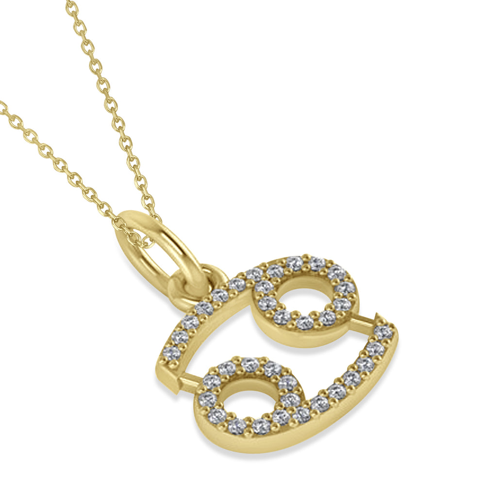 Cancer Zodiac Diamond Pendant Necklace 14k Yellow Gold (0.18ct)