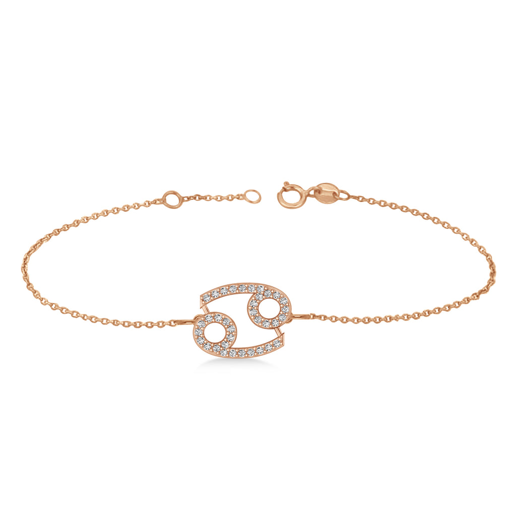 Cancer Zodiac Diamond Bracelet 14k Rose Gold (0.18ct)