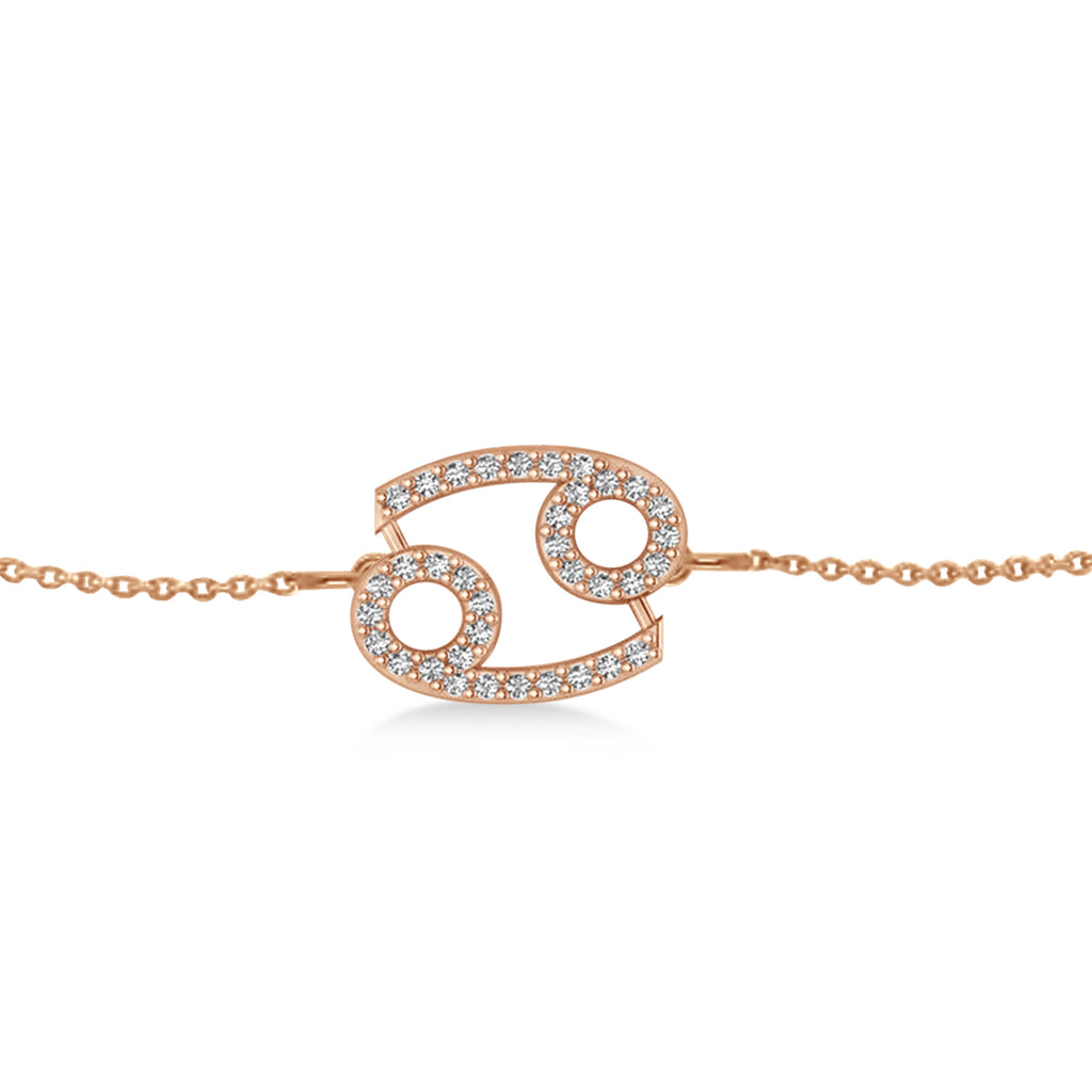 Cancer Zodiac Diamond Bracelet 14k Rose Gold (0.18ct)