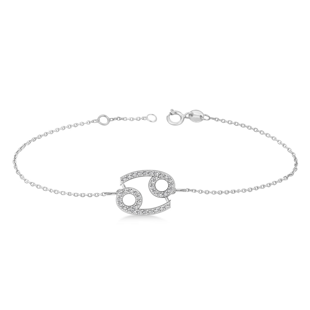 Cancer Zodiac Diamond Bracelet 14k White Gold (0.18ct)