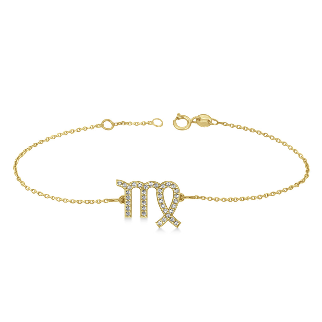 Virgo Zodiac Diamond Bracelet 14k Yellow Gold (0.18ct)