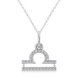 Libra Zodiac Diamond Pendant Necklace 14k White Gold (0.135ct)