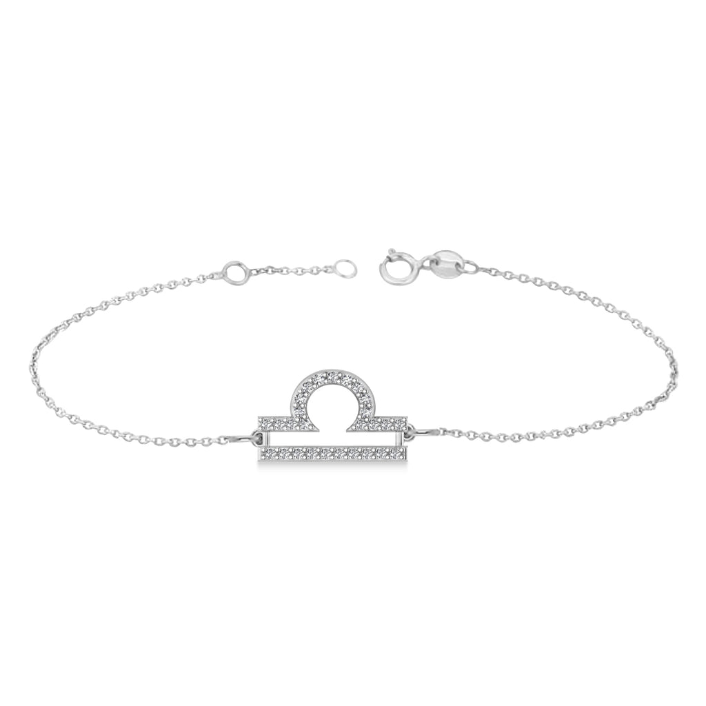 Libra Zodiac Diamond Bracelet 14k White Gold (0.135ct)