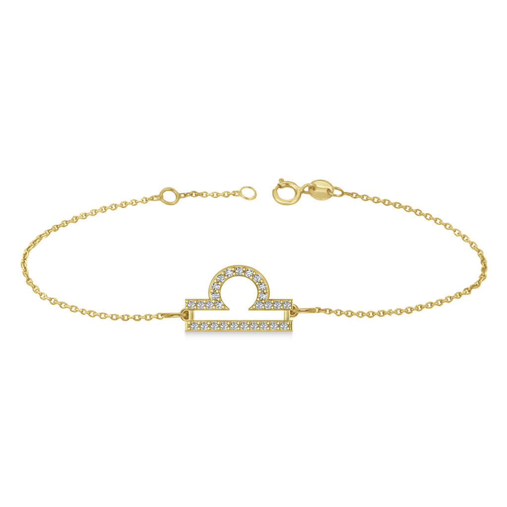 Libra Zodiac Diamond Bracelet 14k Yellow Gold (0.135ct)