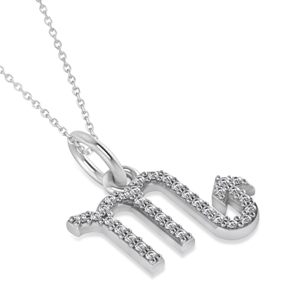 Scorpio Zodiac Diamond Pendant Necklace 14k White Gold (0.16ct)