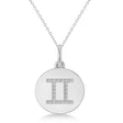 Diamond Gemini Zodiac Disk Pendant Necklace 14k White Gold (0.11ct)