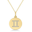 Diamond Gemini Zodiac Disk Pendant Necklace 14k Yellow Gold (0.11ct)