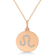 Diamond Leo Zodiac Disk Pendant Necklace 14k Rose Gold (0.095ct)
