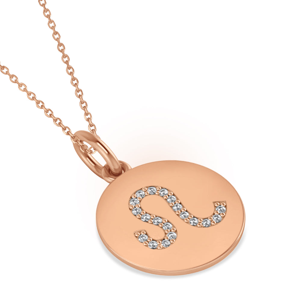 Diamond Leo Zodiac Disk Pendant Necklace 14k Rose Gold (0.095ct)