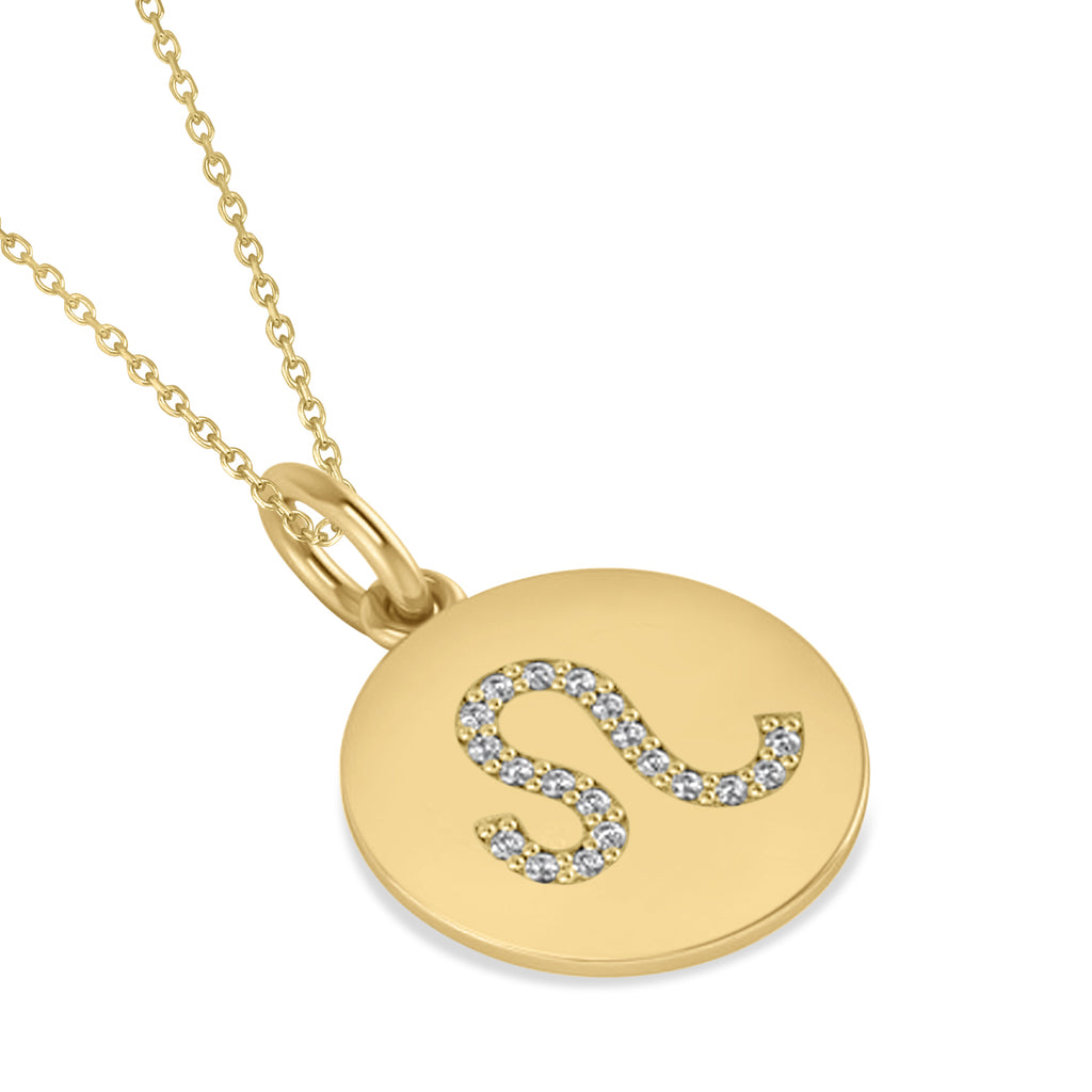Diamond Leo Zodiac Disk Pendant Necklace 14k Yellow Gold (0.095ct)