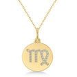 Diamond Virgo Zodiac Disk Pendant Necklace 14k Yellow Gold (0.13ct)