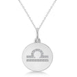 Diamond Libra Zodiac Disk Pendant Necklace 14k White Gold (0.105ct)